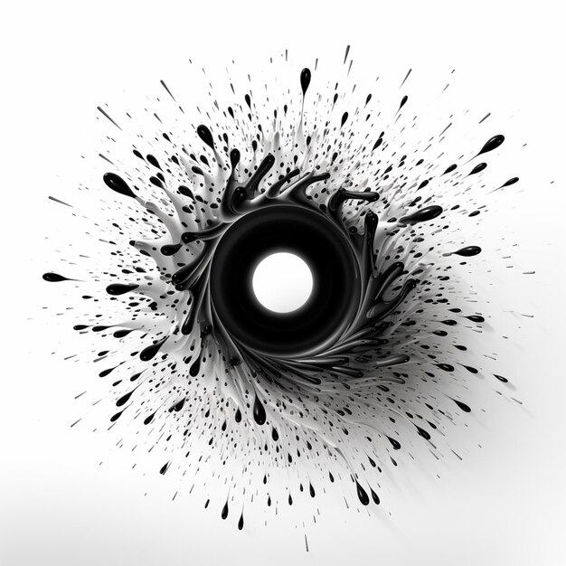 Foto un primer plano de un objeto negro con salpicaduras de pintura negra generativa ai