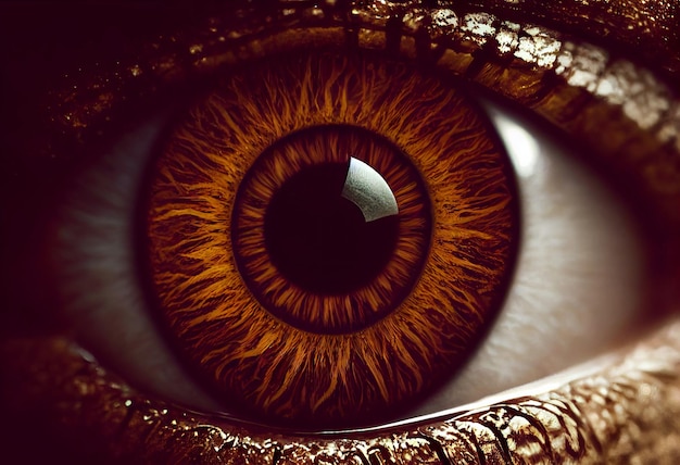 Un primer plano de un ojo con un anillo de oro alrededor del ojo