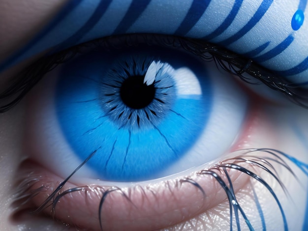 Un primer plano de un ojo azul con una lágrima en el ojo generado por ai