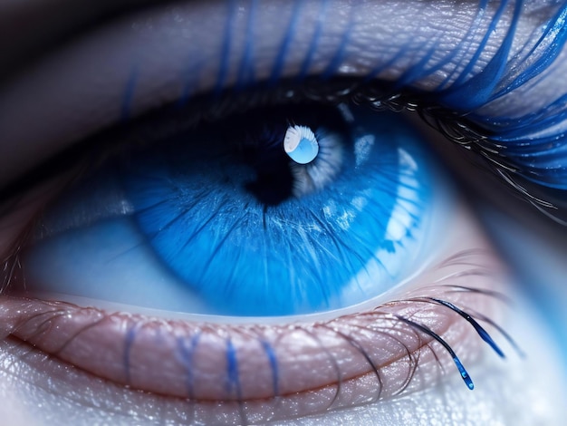 Un primer plano de un ojo azul con una lágrima en el ojo generado por ai