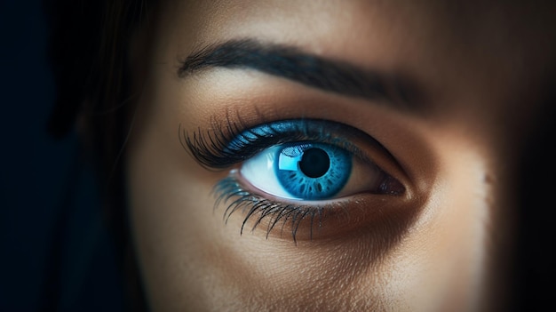 Un primer plano del ojo azul de una mujer