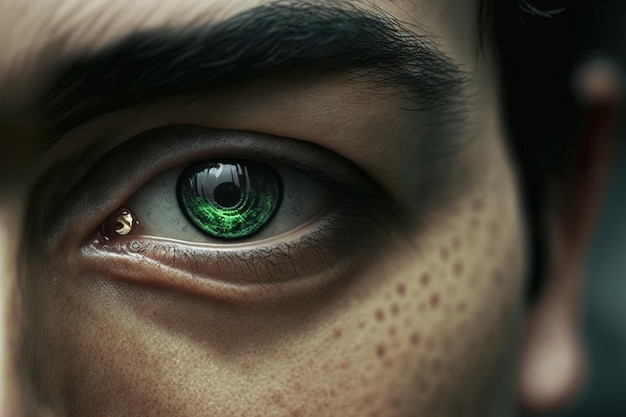 Primer plano del ojo del hombre asiático Ver la textura de los ojos oscuros