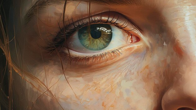 Primer plano de un ojo humano con iris y pestañas detalladas ilustración de arte digital