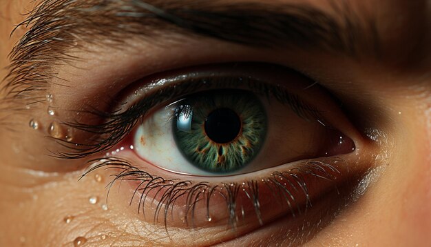 Primer plano de un ojo humano mirando la vista macro de la cámara generada por inteligencia artificial
