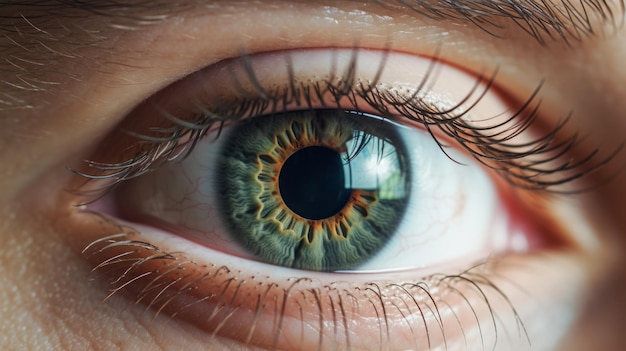 Foto primer plano del ojo humano pupila y globo ocular