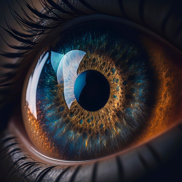 Primer plano de un ojo con un iris azul