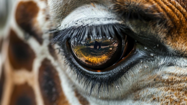 Primer plano de un ojo de jirafa con reflejo