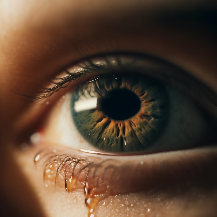 Un primer plano de un ojo llorando