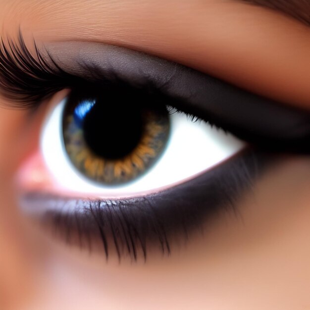 Un primer plano del ojo de una mujer con un delineador de ojos negro y un delineador de ojos negro.