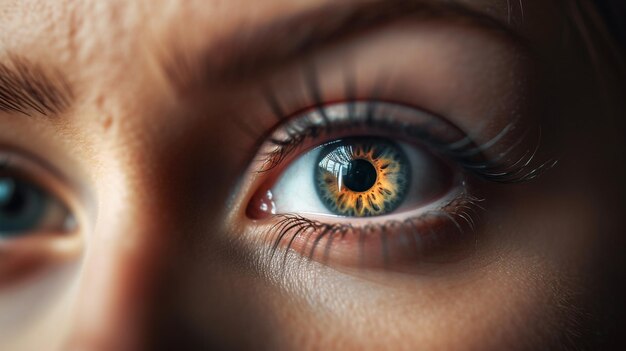 Foto primer plano del ojo de una mujer hermosa macro fotografía generativa ai