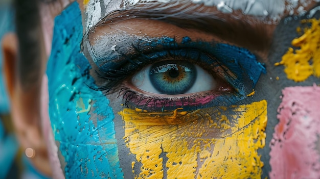 Un primer plano del ojo de la mujer en un retrato artístico global