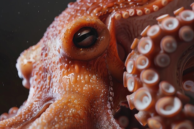 Foto un primer plano del ojo de un pulpo adecuado para los conceptos de vida marina