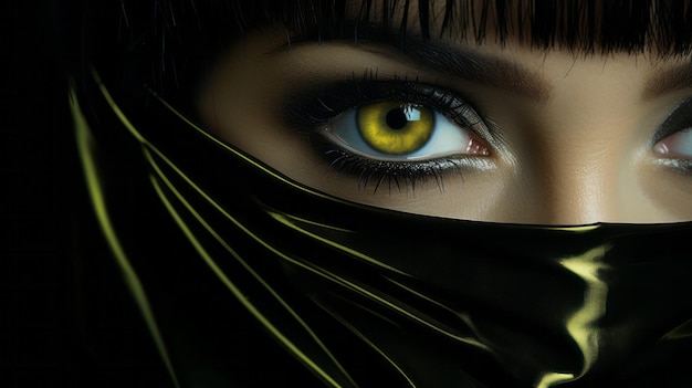 Un primer plano del ojo verde de una mujer.