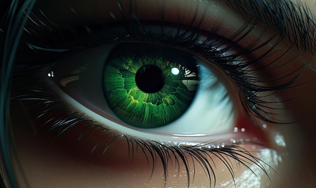 Un primer plano del ojo verde de una persona