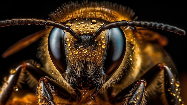 Un primer plano de los ojos de una abeja