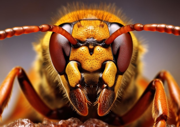 Un primer plano de los ojos de una abeja