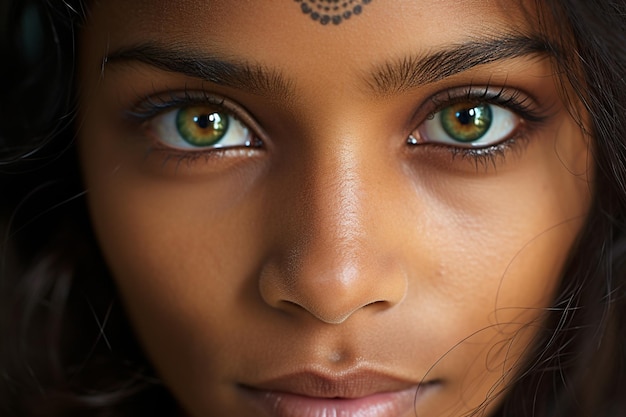 Foto primer plano de los ojos confiados de una mujer india