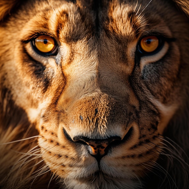 Foto un primer plano de los ojos dorados de un león que exuda una fuerte presencia