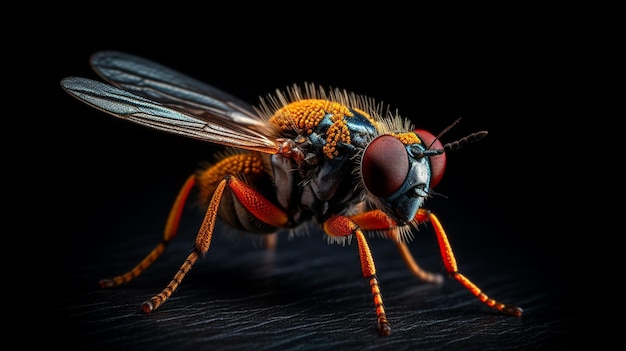 Un primer plano de los ojos generativos de una mosca.