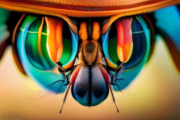Foto un primer plano de los ojos de una mosca
