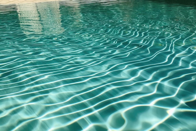 Primer plano de las ondas en una piscina cristalina creada con IA generativa