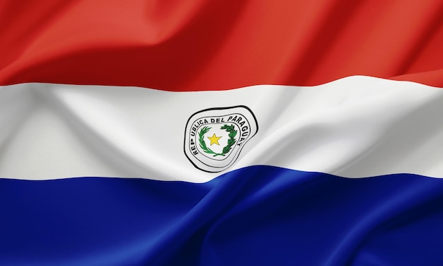 Foto primer plano ondeando la bandera de paraguay