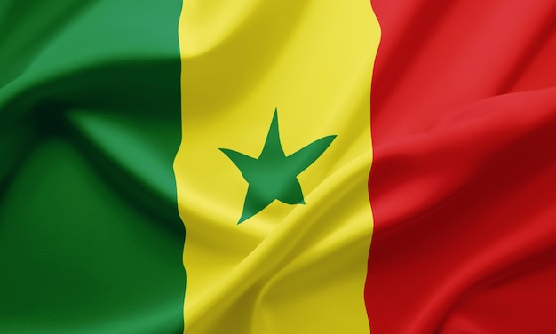 Primer plano ondeando la bandera de Senegal