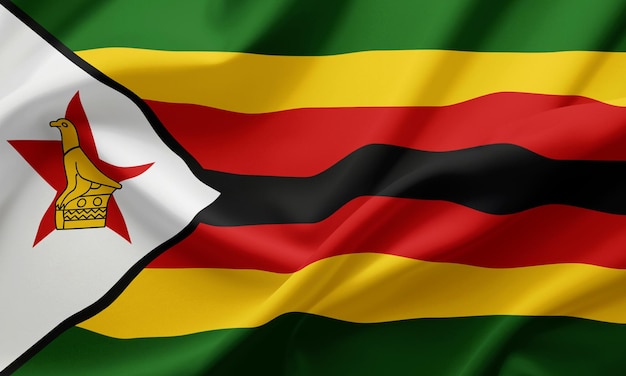 Foto primer plano ondeando la bandera de zimbabue