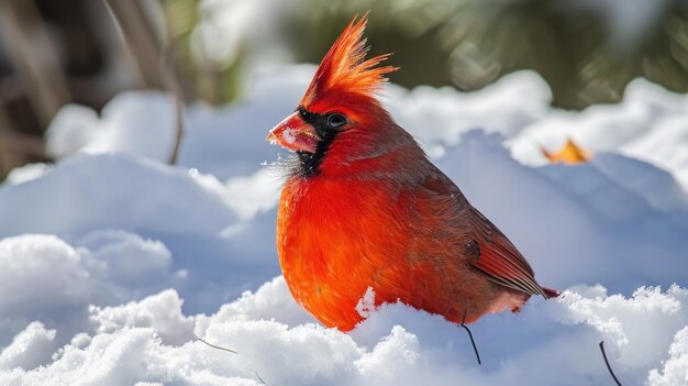 Foto un primer plano de un orgulloso cardenal con su cresta roja puntiaguda en contraste con una suave manta de recién