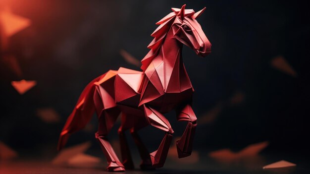 primer plano de origami de un caballo