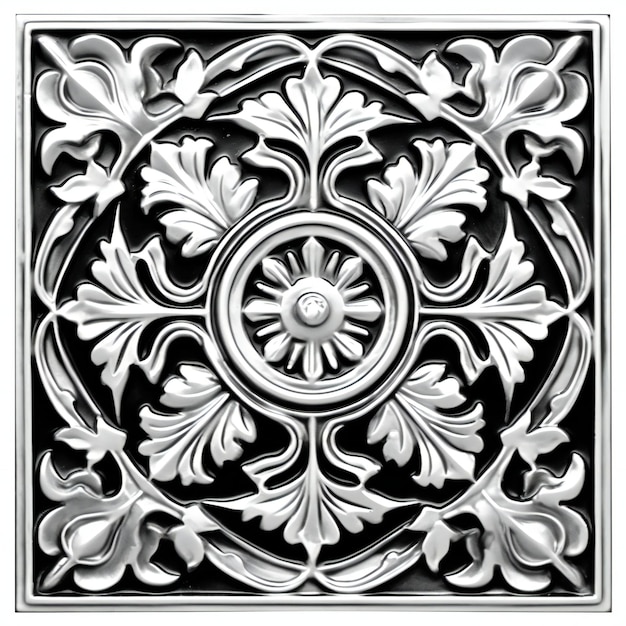 Primer plano de un ornamento decorativo sobre un fondo negro Foto de alta resolución