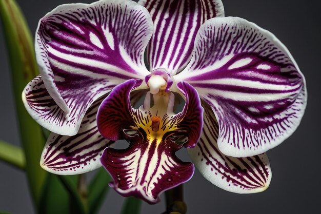 Un primer plano de una orquídea púrpura vibrante