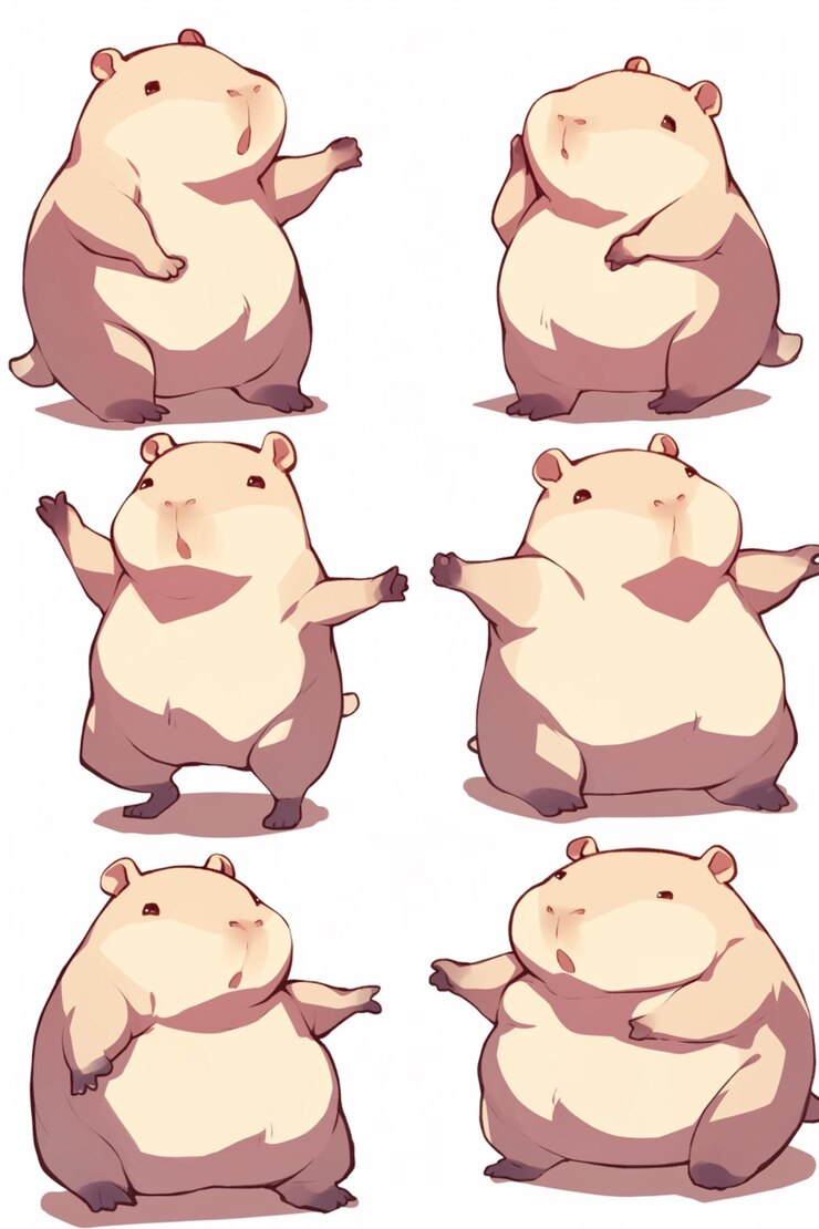 Foto un primer plano de un oso de dibujos animados con diferentes poses generativa ai