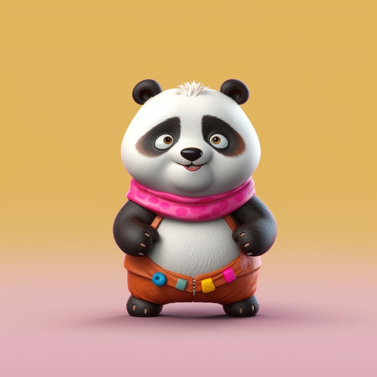 Foto un primer plano de un oso panda con una bufanda y una bufanta generativa ai