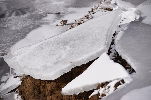 Foto primer plano de un paisaje cubierto de nieve