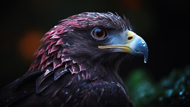 Un primer plano de un pájaro con una cabeza de plumas rojas y negras.