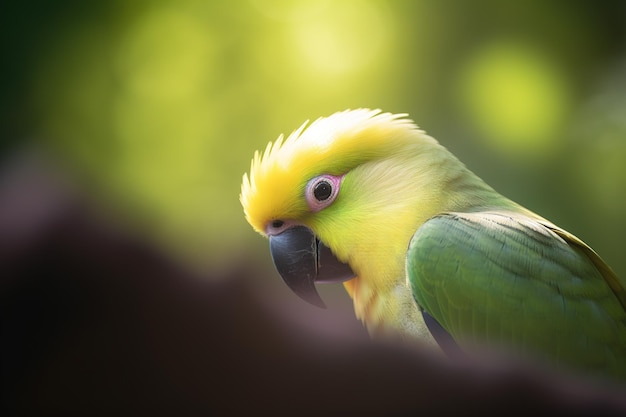 un primer plano de un pájaro centrado en su ojo con un fondo borroso