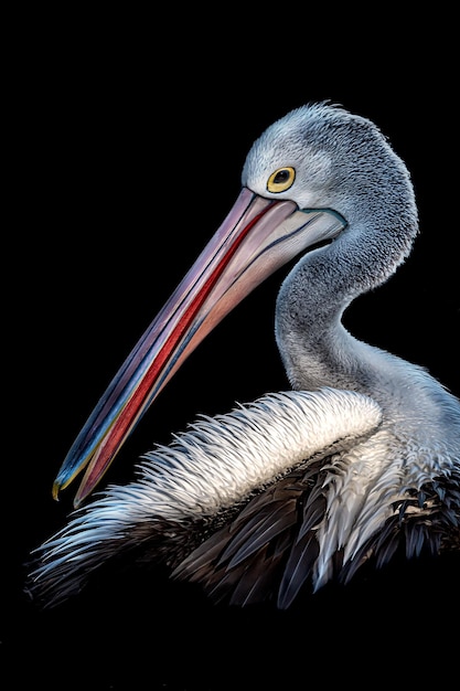 Primer plano de un pájaro contra un fondo negro