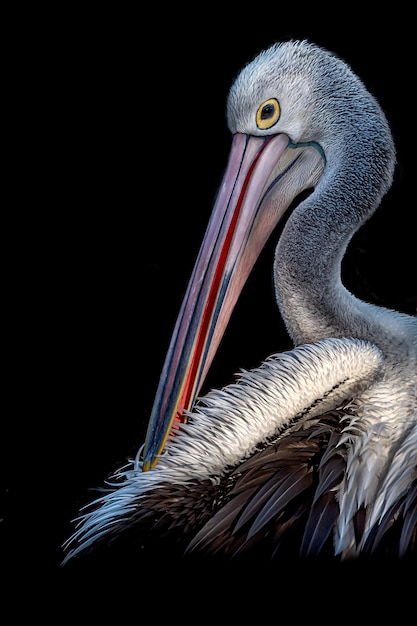 Primer plano de un pájaro contra un fondo negro
