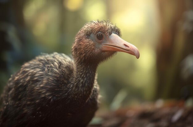 Foto un primer plano de un pájaro cormorán con un fondo borroso.