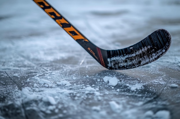 Un primer plano de un palo de hockey sobre hielo