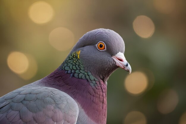 Foto un primer plano de una paloma contra el fondo de bokeh