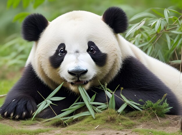 primer plano de un panda en el fondo de la naturaleza