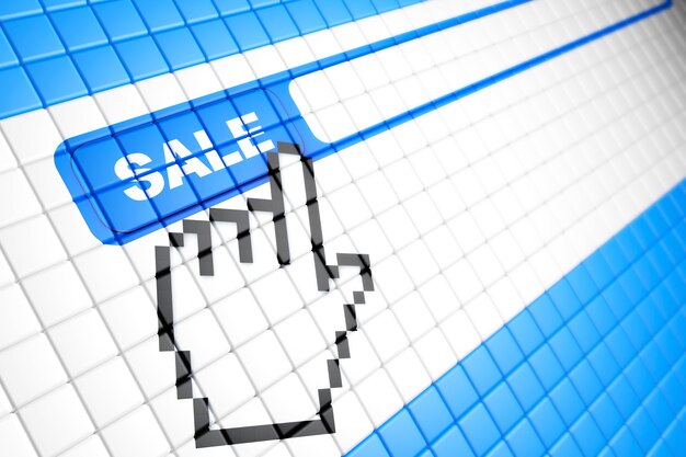 Primer plano de la pantalla de la computadora con el botón del navegador de venta