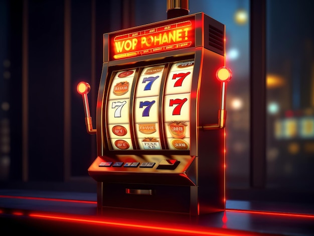 Primer plano de la pantalla de la máquina tragamonedas del casino