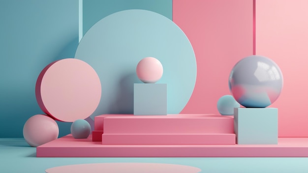 un primer plano de una pantalla rosa y azul con una esfera y un espejo generativo ai