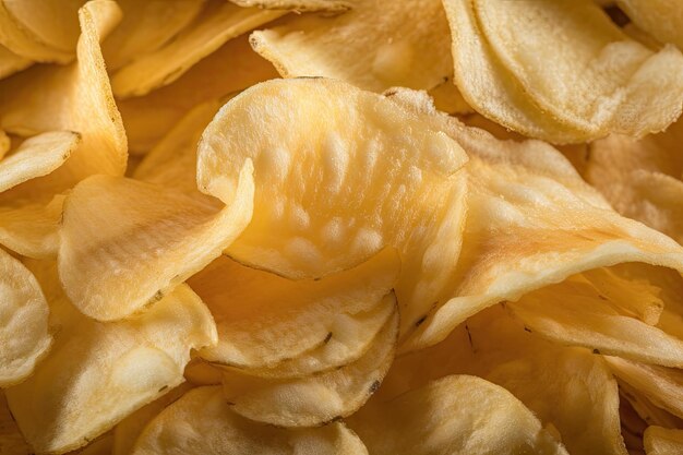 Primer plano de papas fritas con vista detallada de su textura y sabor