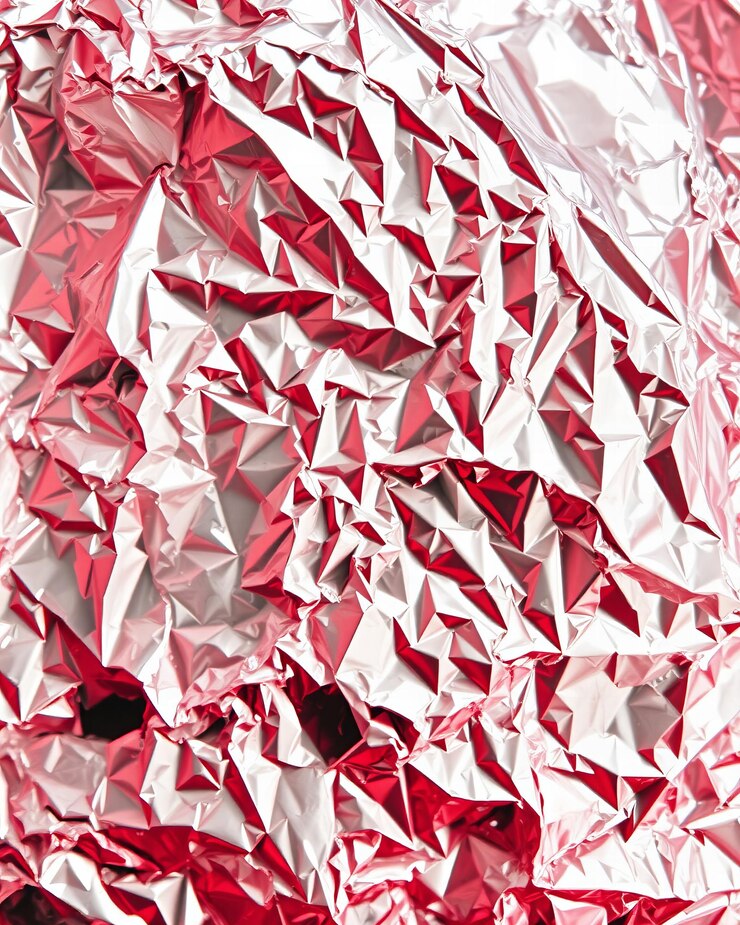Primer plano de papel de aluminio arrugado de alta calidad