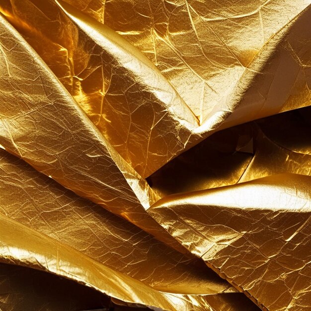 Foto primer plano de papel en blanco dorado oscuro arrugado y arrugado