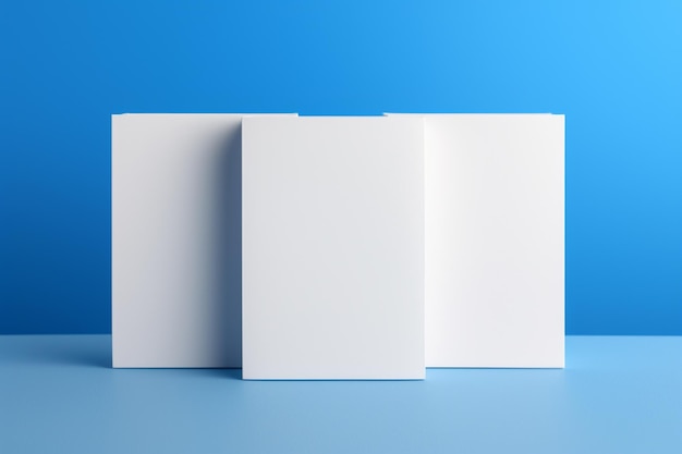 Un primer plano de un papel doblado blanco sobre una superficie azul generativa ai